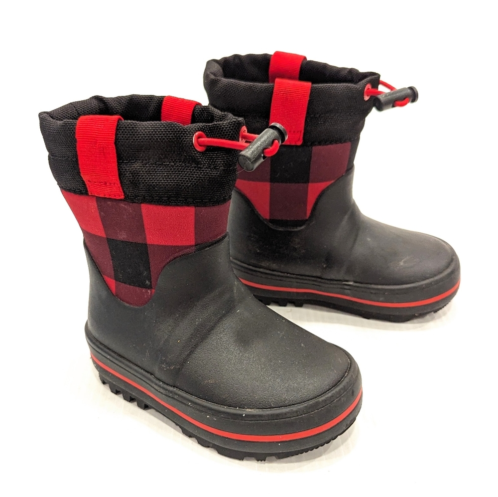 CAT & JACK toddler red buffalo plaid rubber boots